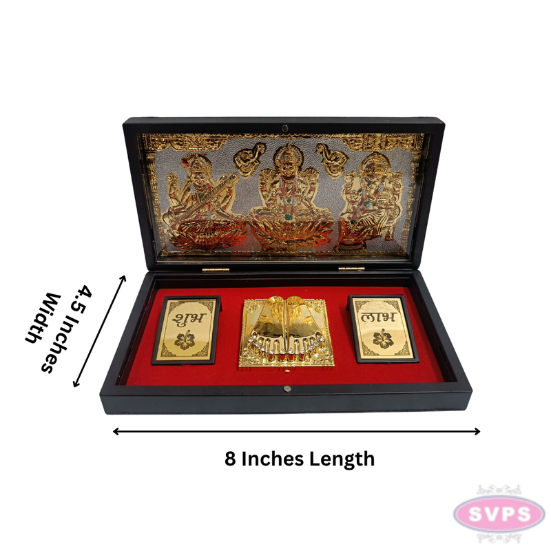 Gold Plated Lakshmi Ganesh Saraswathi Padam Box