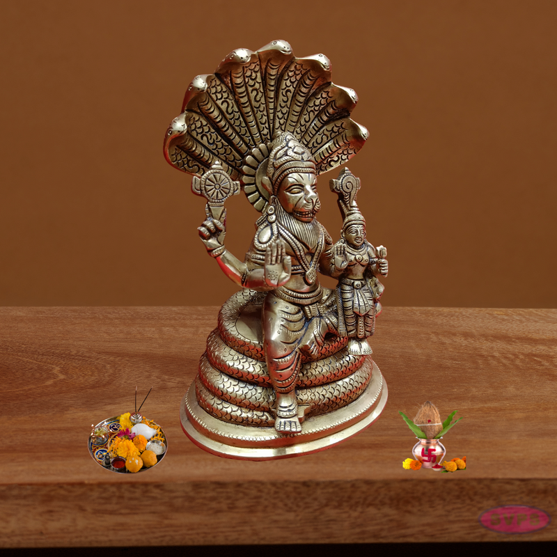 Lakshmi Narasimar Seated On Adisesha / 25 Cms / Home/ Temple