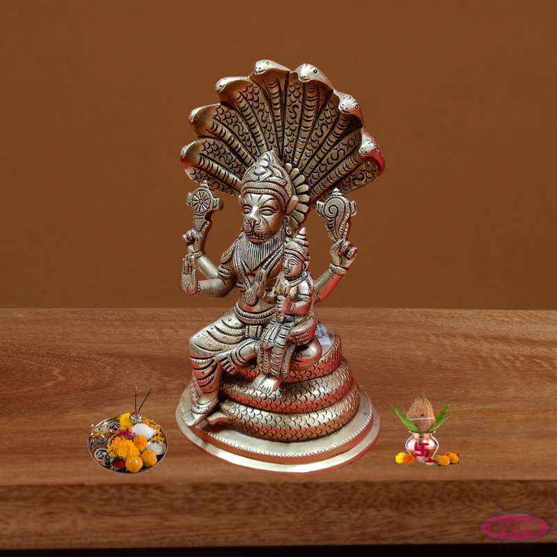 Lakshmi Narasimar Seated On Adisesha / 25 Cms / Home/ Temple