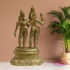 Handmade Goddess Meenakshi Kalyanam Brass Idol with Lord Sundareswarar – Traditional Wedding Sculpture
