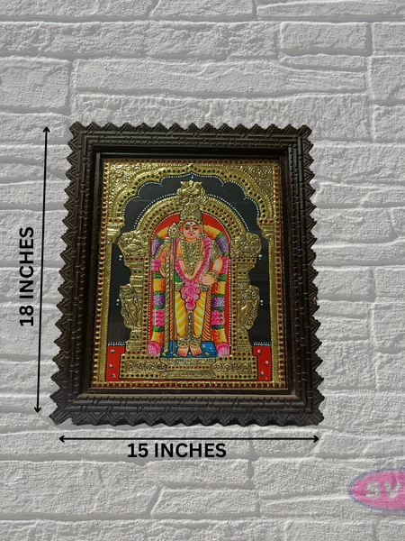 Lord Murugan Tanjore Painting with Premium Teak Wood Frame