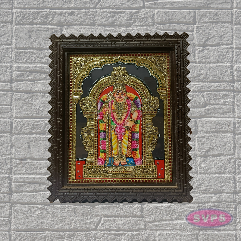 Lord Murugan Tanjore Painting with Premium Teak Wood Frame