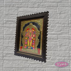 Lord Murugan Tanjore Painting with Premium Teak Wood Frame