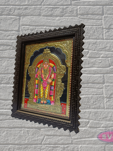 Lord Murugan Tanjore Painting with Premium Teak Wood Frame