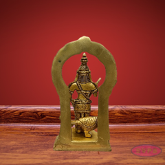 Brass Lord Murugan Idol with Vel & Peacock – Handcrafted Kartikeya Statue with Arch