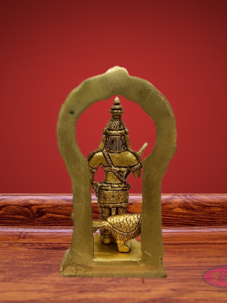 Brass Lord Murugan Idol with Vel & Peacock – Handcrafted Kartikeya Statue with Arch