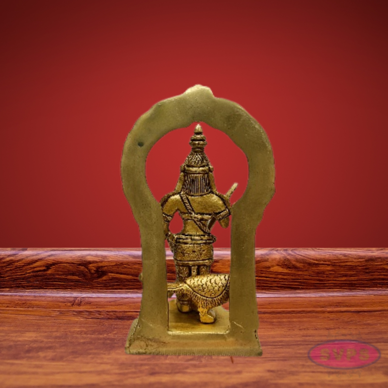 Brass Lord Murugan Idol with Vel & Peacock – Handcrafted Kartikeya Statue with Arch