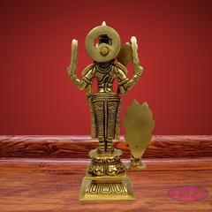 Brass Lord Murugan Arumugam Idol with Vel & Peacock – Handcrafted Shanmukha Statue