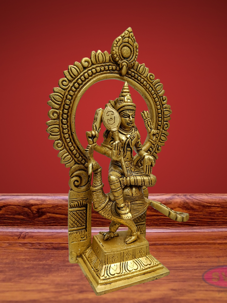 Brass Lord Murugan Sitting on Peacock (Mayil Vahanam) with Prabhavali