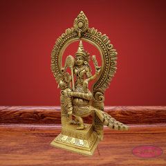 Brass Lord Murugan Sitting on Peacock (Mayil Vahanam) with Prabhavali