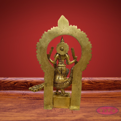 Brass Lord Murugan Sitting on Peacock (Mayil Vahanam) with Prabhavali