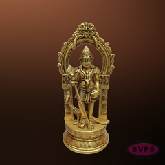 Brass Lord Murugan Idol with Vel and Peacock – Handcrafted Kartikeya Statue for Pooja