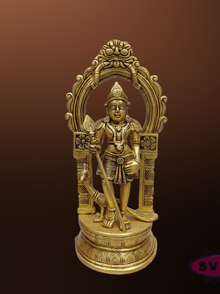 Brass Lord Murugan Idol with Vel and Peacock – Handcrafted Kartikeya Statue for Pooja