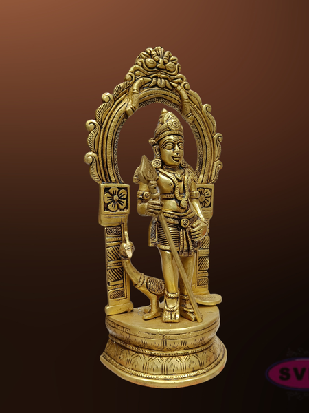 Brass Lord Murugan Idol with Vel and Peacock – Handcrafted Kartikeya Statue for Pooja