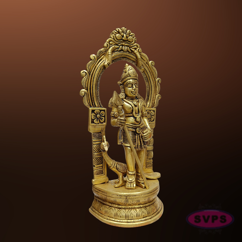 Brass Lord Murugan Idol with Vel and Peacock – Handcrafted Kartikeya Statue for Pooja