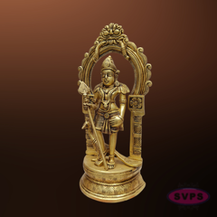 Brass Lord Murugan Idol with Vel and Peacock – Handcrafted Kartikeya Statue for Pooja