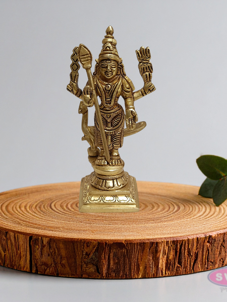 Brass Lord Murugan Idol with Vel – Standing Kartikeya Swamy Statue