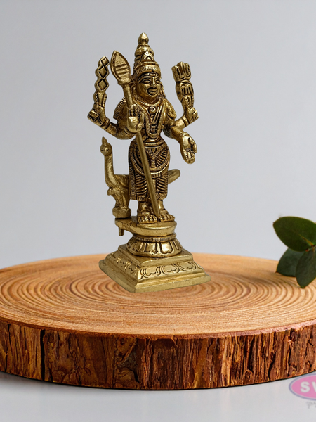 Brass Lord Murugan Idol with Vel – Standing Kartikeya Swamy Statue