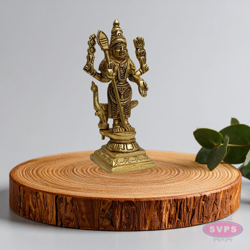 Brass Lord Murugan Idol with Vel – Standing Kartikeya Swamy Statue