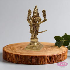 Brass Lord Murugan Idol with Vel – Standing Kartikeya Swamy Statue