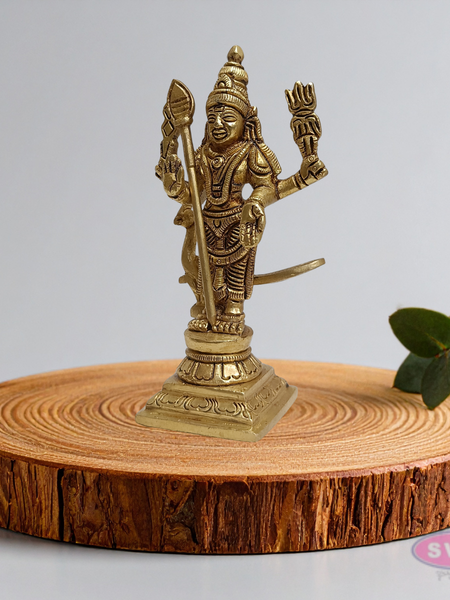 Brass Lord Murugan Idol with Vel – Standing Kartikeya Swamy Statue