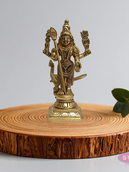 Brass Lord Murugan Idol with Vel – Standing Kartikeya Swamy Statue