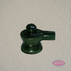 Natural Maragatha Stone Shiva Lingam with Yoni Base – Handcrafted Pooja Idol