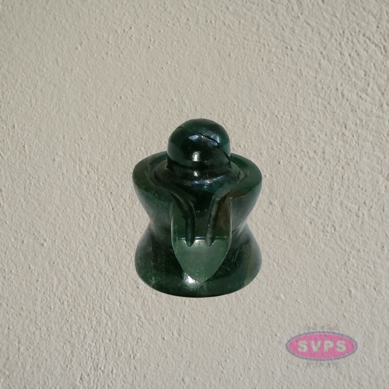 Natural Maragatha Stone Shiva Lingam with Yoni Base – Handcrafted Pooja Idol