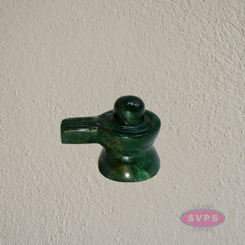Natural Maragatha Stone Shiva Lingam with Yoni Base – Handcrafted Pooja Idol