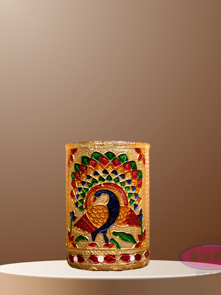 Meenakari Design Steel Glass