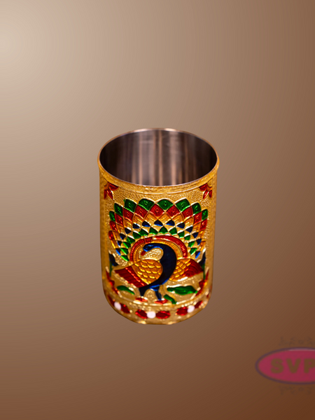 Meenakari Design Steel Glass