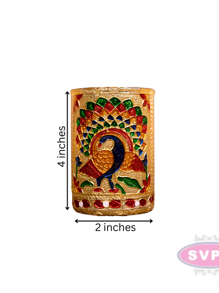 Meenakari Design Steel Glass