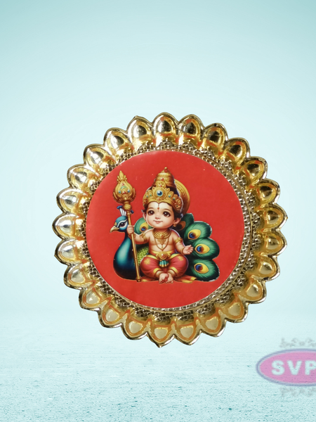 Murugan With Peacock Plate For Return Gifts