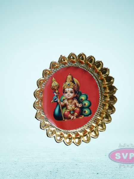 Murugan With Peacock Plate For Return Gifts