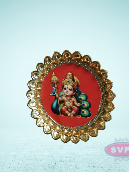 Murugan With Peacock Plate For Return Gifts