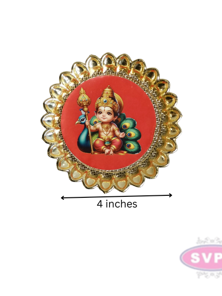 Murugan With Peacock Plate For Return Gifts