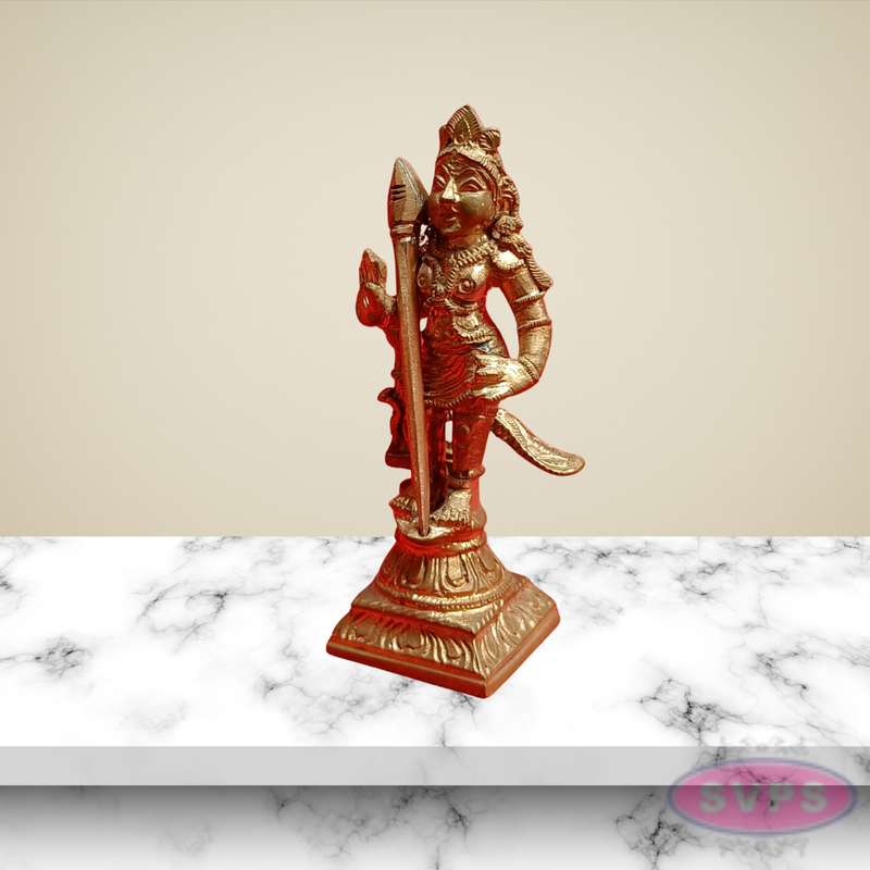 Handmade Panchalogam   Murugar With Peacock / Kumarar Karthikeyar Statue - 4 Inches