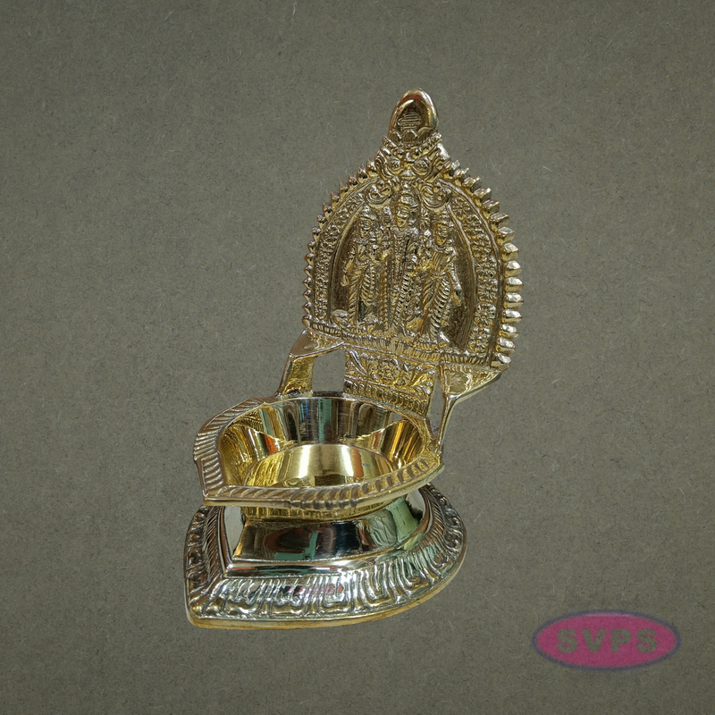 Sri Murugan Valli Deivanai Brass Vilakku – Traditional Pooja Oil Lamp