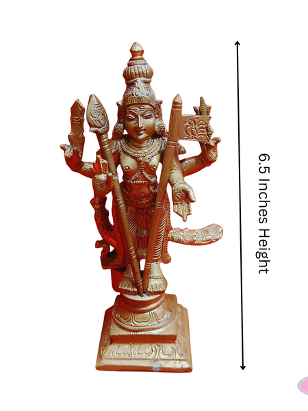 Handmade Panchalogam Murugar / Kumarar Karthikeyar Statue - 6.5 Inches