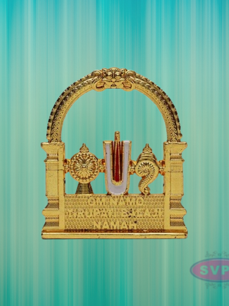 Gold-Plated Lord Venkateswara Namam Arch Idol – Car Dashboard/Pooja Decor