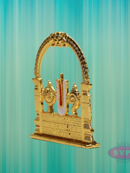 Gold-Plated Lord Venkateswara Namam Arch Idol – Car Dashboard/Pooja Decor