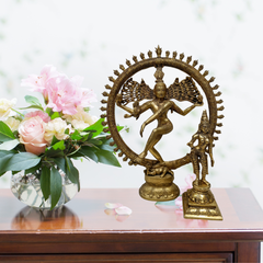 Brass Shiva Nataraja with Goddess Statue Combo