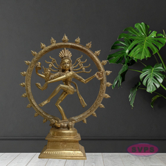 10 Inch Handmade Nataraja Brass Idol – Lord Shiva Dancing Statue for Home Temple & Decor