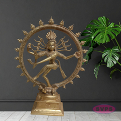 10 Inch Handmade Nataraja Brass Idol – Lord Shiva Dancing Statue for Home Temple & Decor