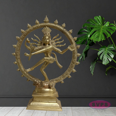 Handmade Nataraja Brass Idol 8 Inch – Lord Shiva Dancing Statue with Prabha Mandala