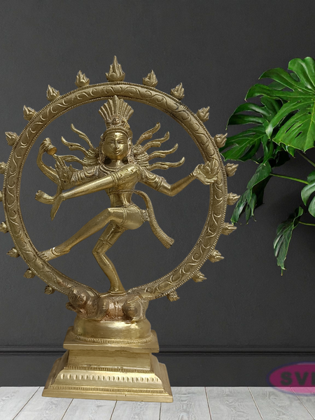 Handmade Nataraja Brass Idol 8 Inch – Lord Shiva Dancing Statue with Prabha Mandala