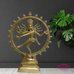 Handmade Nataraja Brass Idol 8 Inch – Lord Shiva Dancing Statue with Prabha Mandala