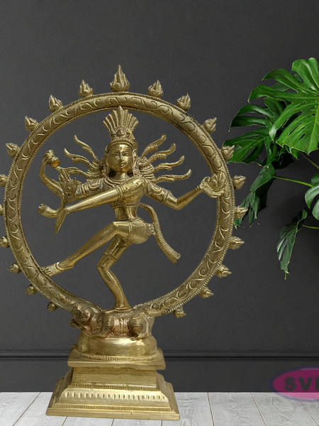 Handmade Nataraja Brass Idol 8 Inch – Lord Shiva Dancing Statue with Prabha Mandala