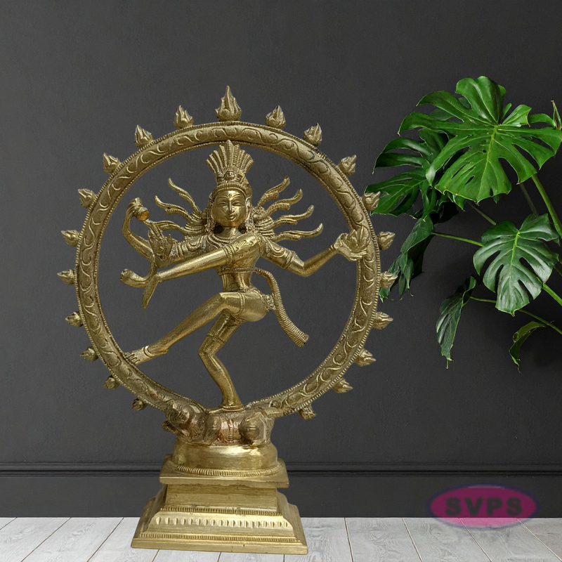 Handmade Nataraja Brass Idol 8 Inch – Lord Shiva Dancing Statue with Prabha Mandala