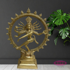 Handmade Nataraja Brass Idol 8 Inch – Lord Shiva Dancing Statue with Prabha Mandala